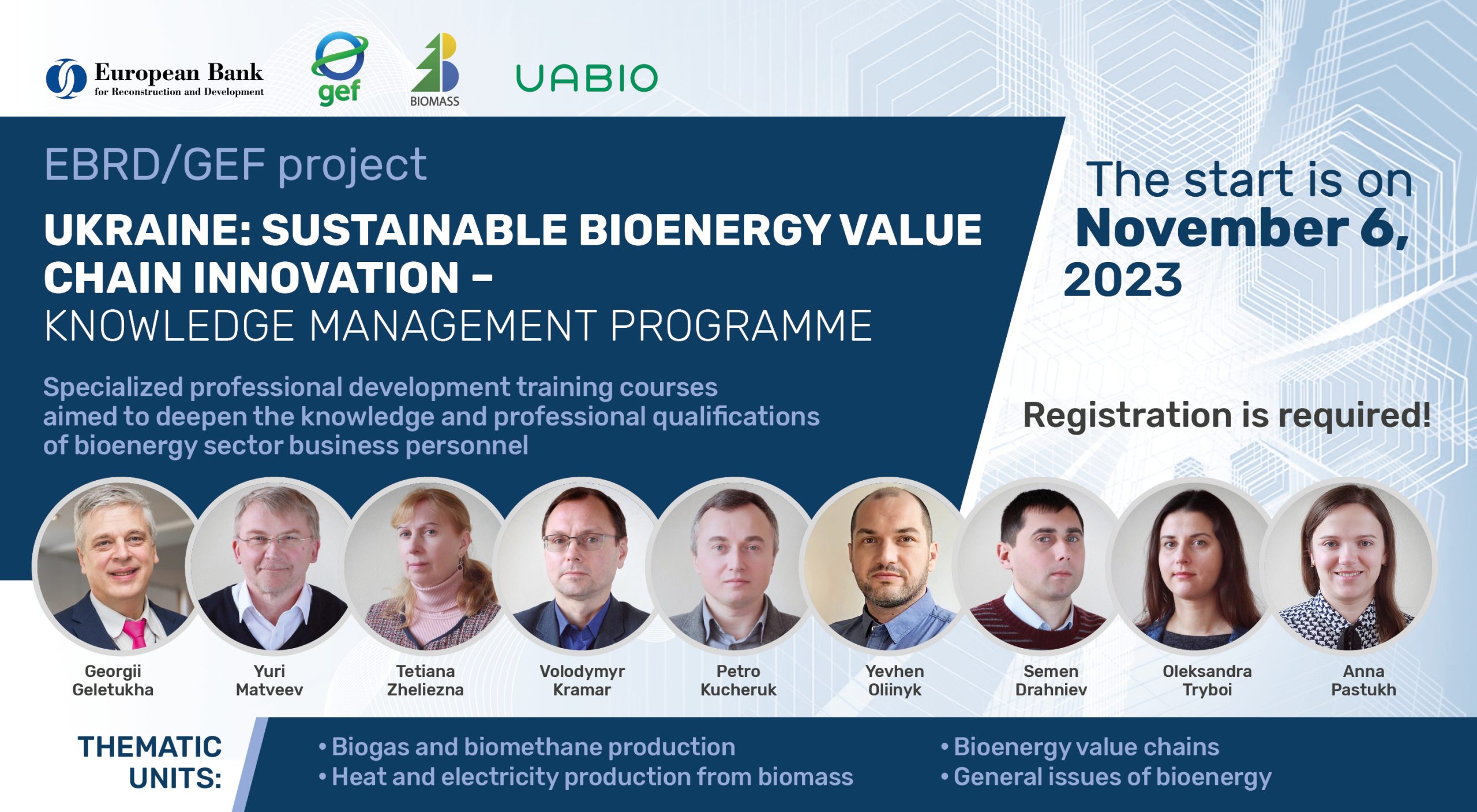  training courses on improving the skills of personnel in the bioenergy sector 