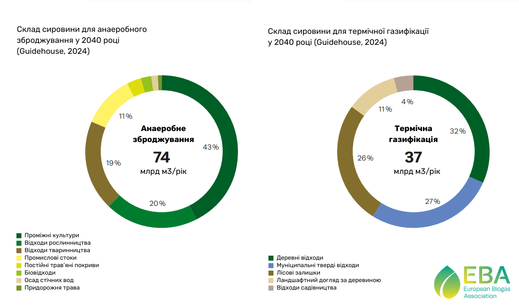 Склад сировини для анаеробного зброджування та газифікації.