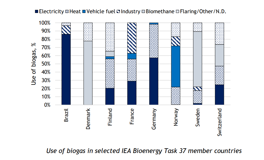 Використання біогазу в окремих країнах-членах IEA Bioenergy Task 37