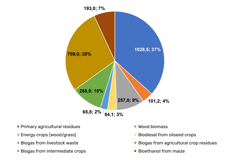 Structure of biomass potential in Ukraine for producing biofuels for water transport (2024). Source: We build Ukraine. Translation: UABIO.